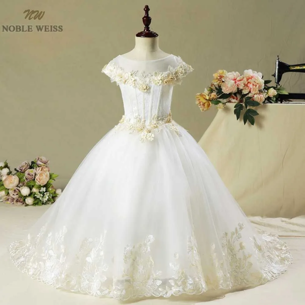 NOBLE WEISS Hot Pageant Dresses for girls Formal Customize New Style Appliques Lace Flower Girl Dress With Court Train
NOBLE WEISS Hot Pageant Dresses for girls Formal Customize New Style Appliques Lace Flower Girl Dress With Court Train