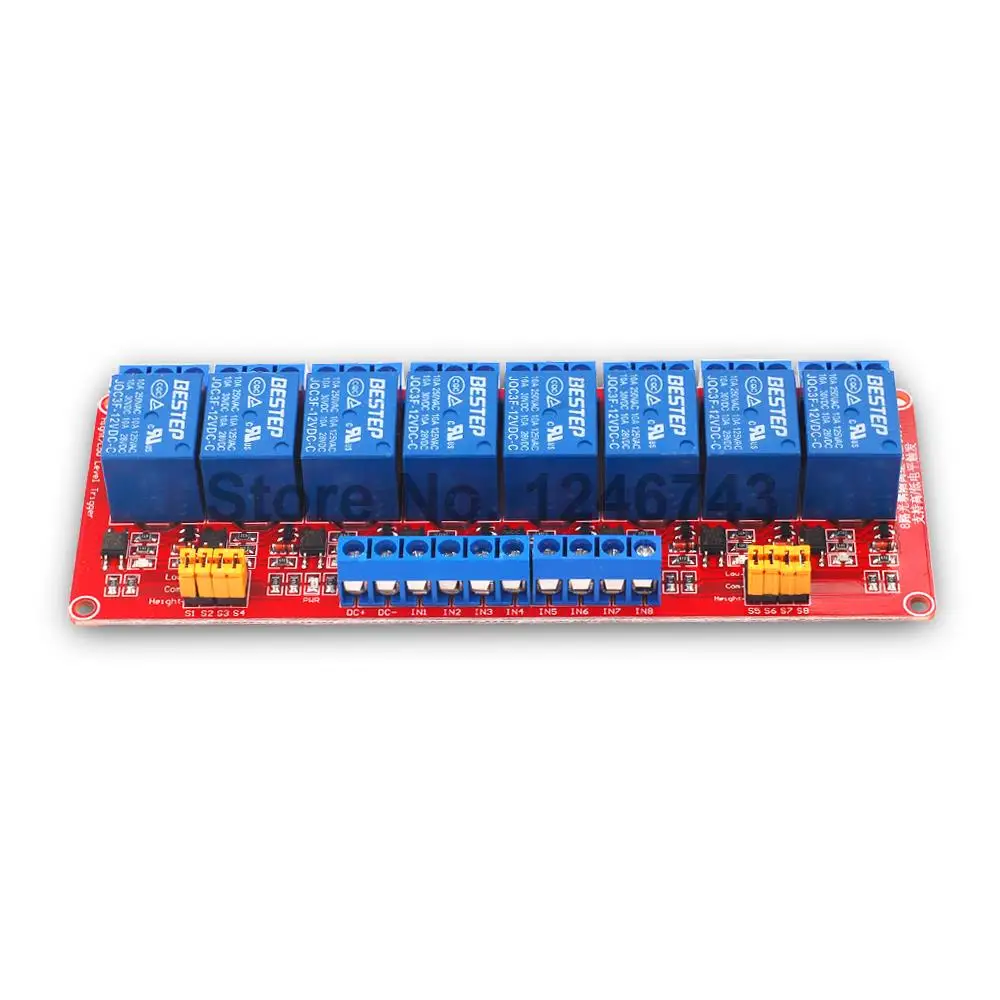 1PCS Red 8 Channel 12V Relay Module High And Low Level Isolation Optocoupler