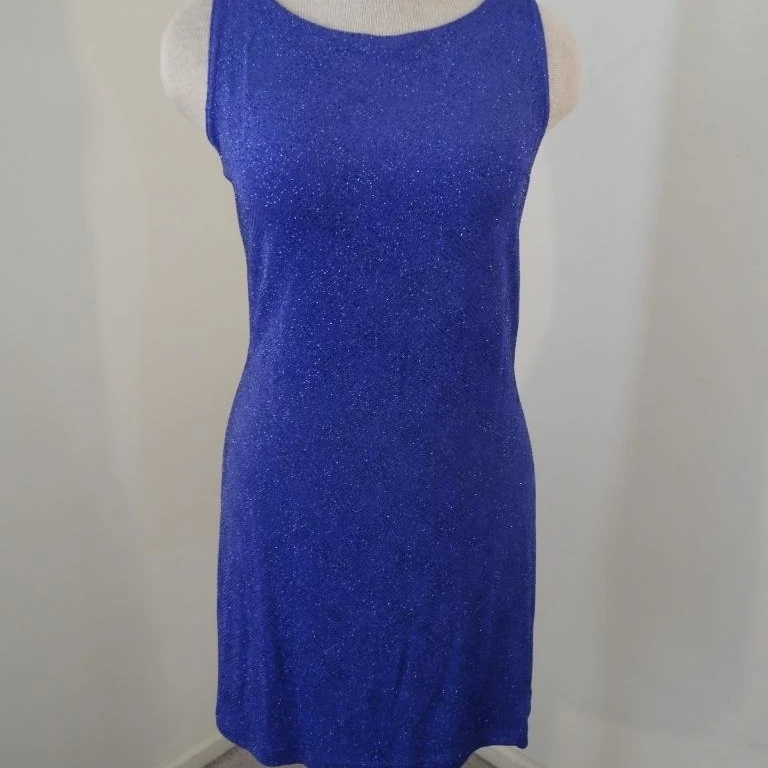 Byer Too bodycon dress L large purple textured mini dress sleeveless glitter