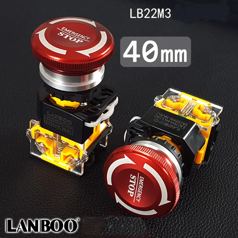 LA38 Type Emergency Stop Push Button Switch Metal Red Mushroom Head Aluminium 22mm
LA38 Type Emergency Stop Push Button Switch Metal Red Mushroom Head Aluminium 22mm