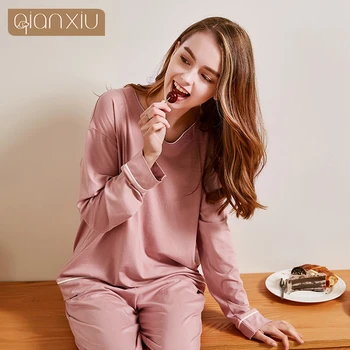 2020 Spring Women Casual Pajama sets Female Bamboo Cotton Sleepwear suit Couples Long Sleeve t shirt & Pants Ladies 2-piece sets
2020 Spring Women Casual Pajama sets Female Bamboo Cotton Sleepwear suit Couples Long Sleeve t shirt & Pants Ladies 2-piece sets
