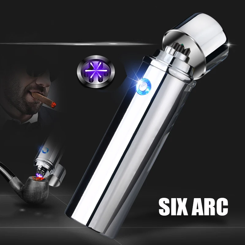 Six Cross Arc Metal Rechargeable USB Lighters 6 Arc Electric Cigarette Cigar Lighter Plasma Flameless Pulsed
Six Cross Arc Metal Rechargeable USB Lighters 6 Arc Electric Cigarette Cigar Lighter Plasma Flameless Pulsed