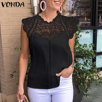 VONDA 2020 Women Blouse Tunic Sexy Sleeveless Lace Shirt OL Office Ladies Shirt Hollow Out Party Tops Camisas White Plus Size
VONDA 2020 Women Blouse Tunic Sexy Sleeveless Lace Shirt OL Office Ladies Shirt Hollow Out Party Tops Camisas White Plus Size