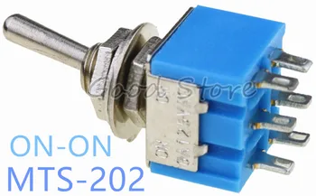 

2pcs/lot Mini MTS-202 6-Pin SPDT G105 ON-ON 6A 125V 3A250VAC Toggle Switches Good Quality Free Shipping sky blue DL