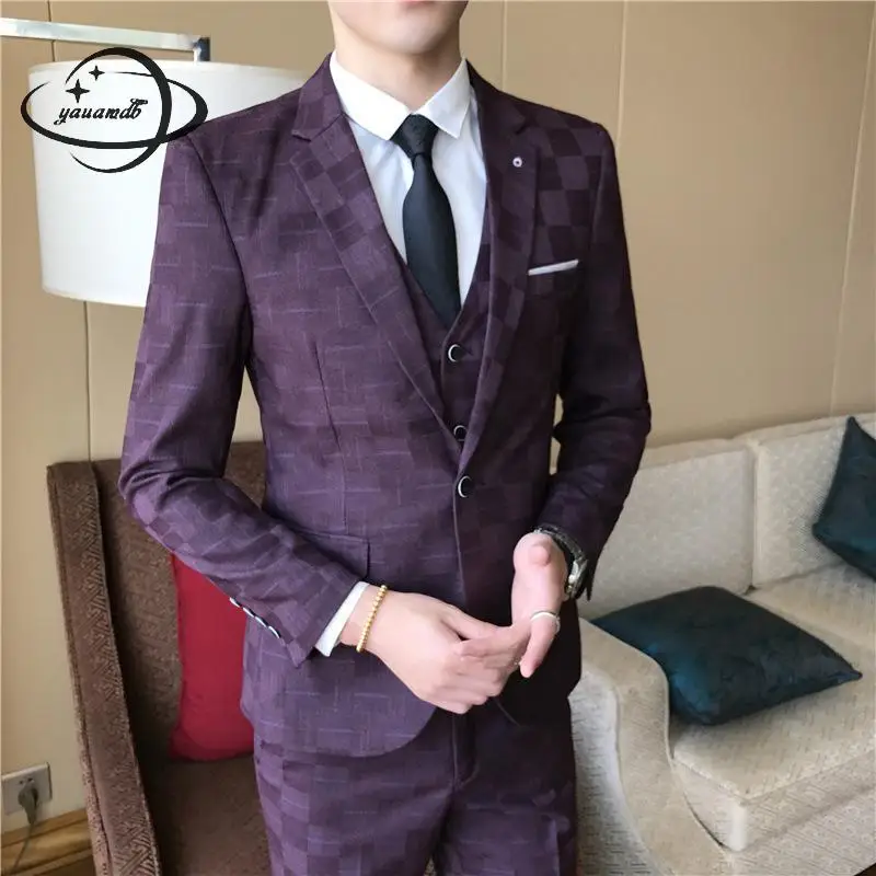 YAUAMDB men blazer suits 2018 spring autumn M-3XL plaid blazer clothing set jacket+vest+pants 3pcs man wedding clothes y301
YAUAMDB men blazer suits 2018 spring autumn M-3XL plaid blazer clothing set jacket+vest+pants 3pcs man wedding clothes y301