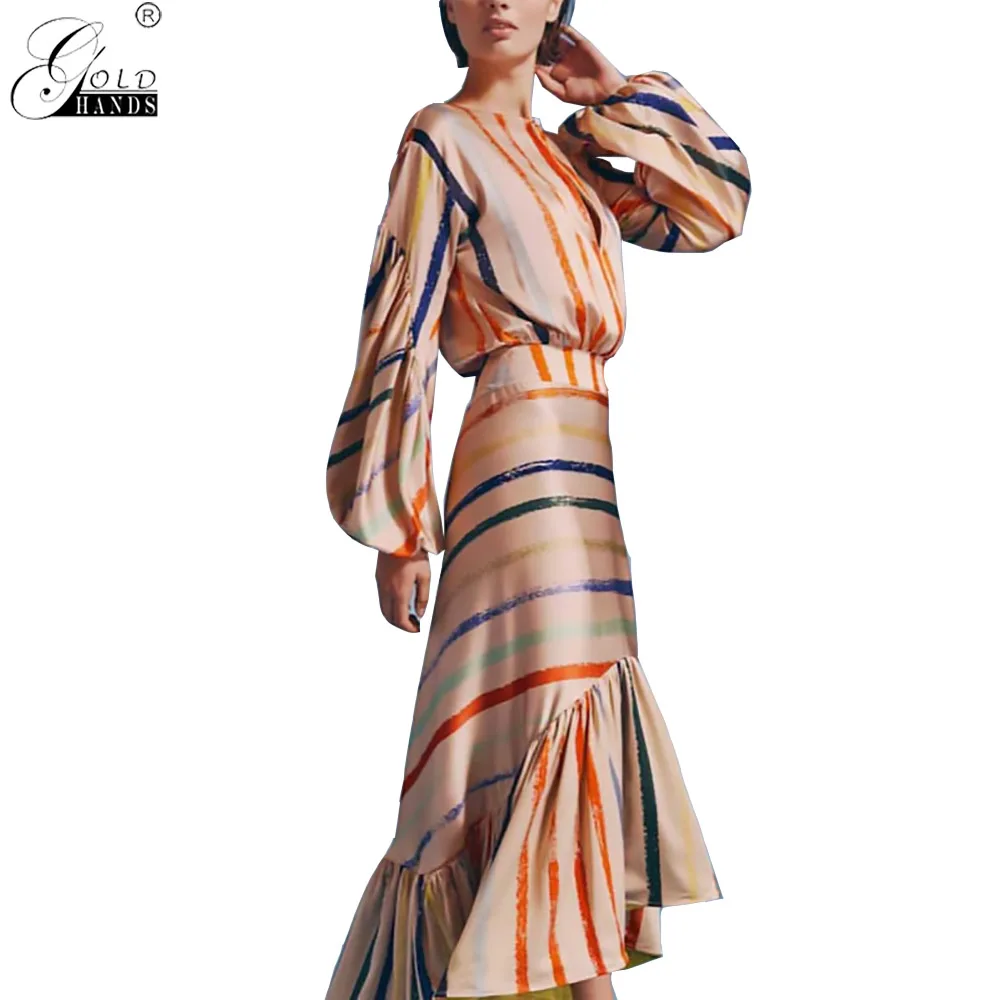 Gold Hands Asymmetrical Striped Fashion Casual Dress Ruffles Butterfly Sleeve Dresses 2019 Unique Design Sexy Party Maxi Dress
Gold Hands Asymmetrical Striped Fashion Casual Dress Ruffles Butterfly Sleeve Dresses 2019 Unique Design Sexy Party Maxi Dress