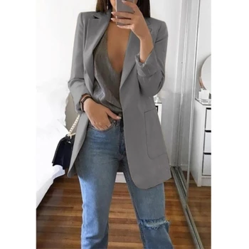2019 Autumn Women Blazer Fashion Solid Turn-down Collar Ladies Business Blazer Suit Casual Long Sleeve Cardigan Jacket Plus Size
2019 Autumn Women Blazer Fashion Solid Turn-down Collar Ladies Business Blazer Suit Casual Long Sleeve Cardigan Jacket Plus Size