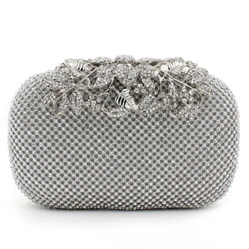 Dazzling Silver Gold Black Diamond Crystal Leaf Women Evening Bag Purse Wedding Bag Party Metal Minaudiere Flower Clutch Handbag
Dazzling Silver Gold Black Diamond Crystal Leaf Women Evening Bag Purse Wedding Bag Party Metal Minaudiere Flower Clutch Handbag