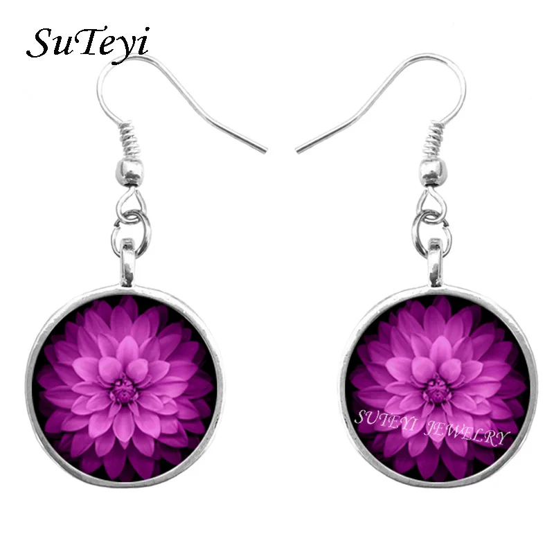 SUTEYI Vintage Pink Flower Fantasy Mandala Silver Earring Buddhism Dangle Glass Cabochon Female's earring Jewelry
SUTEYI Vintage Pink Flower Fantasy Mandala Silver Earring Buddhism Dangle Glass Cabochon Female's earring Jewelry