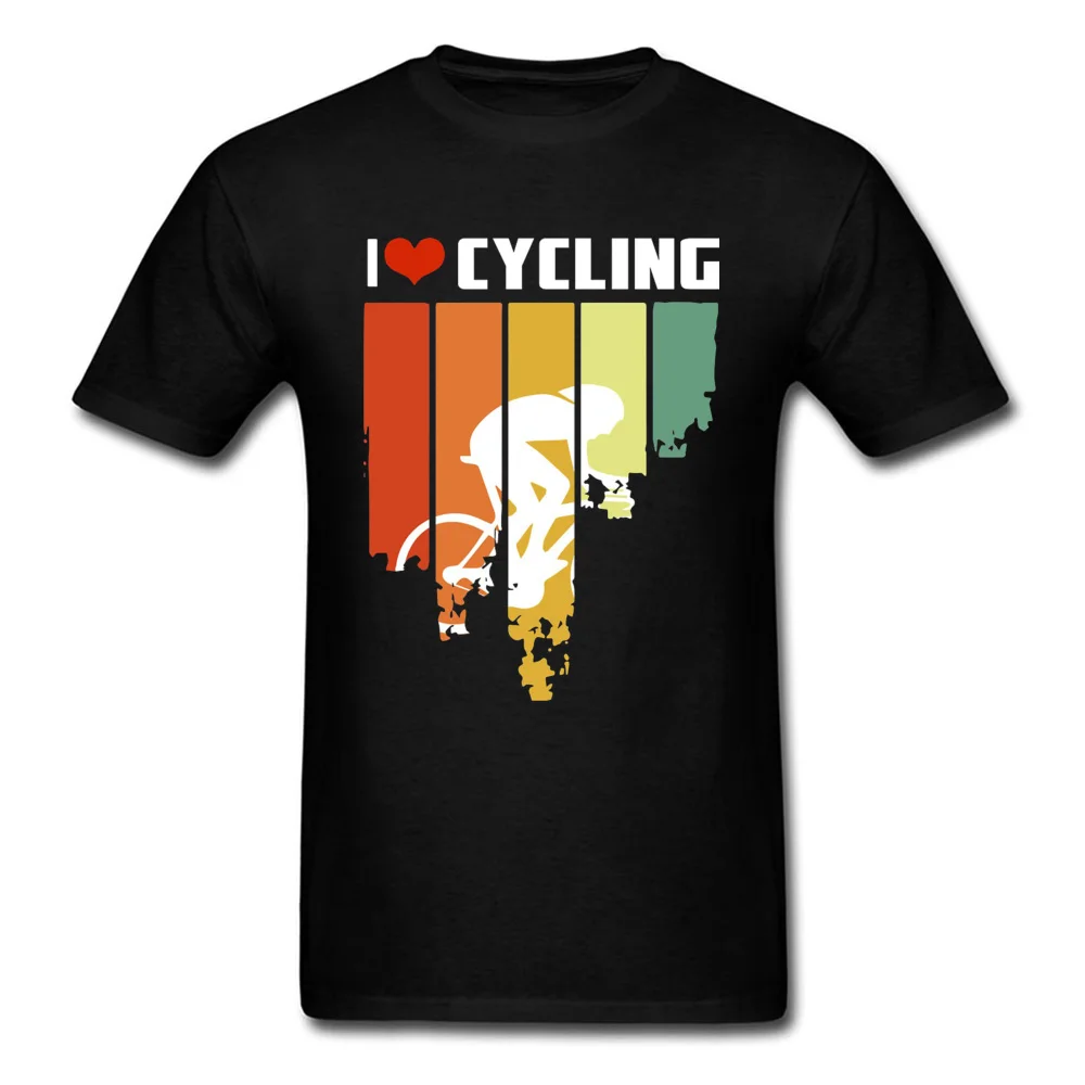 Черная футболка с надписью I Love Cycle Rainbow Mountain Biker для мужчин графическим принтом