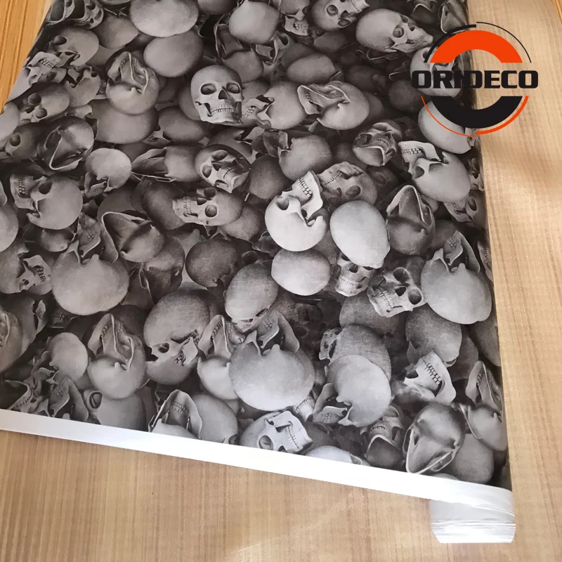black white horrible skull sticker bomb vinyl wraps film