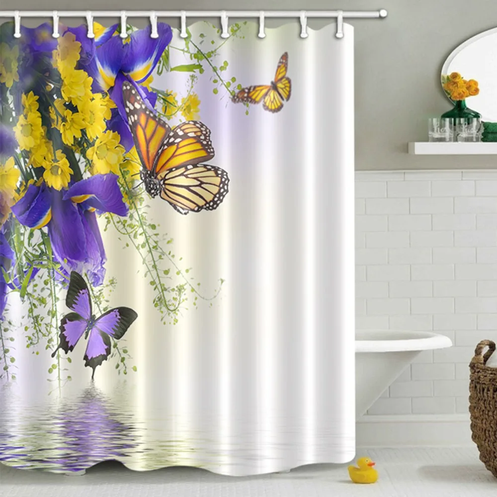 Purple Butterfly Yellow Flower White Shower Curtain Bathroom Curtains Floral Waterproof Polyester Fabric For Bathtub Decor
Purple Butterfly Yellow Flower White Shower Curtain Bathroom Curtains Floral Waterproof Polyester Fabric For Bathtub Decor