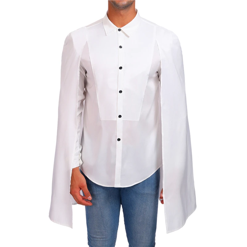 2019 New Long Sleeve Men Shirts Cotton Solid Color Shirts Male Casual Fashion Men Slim Fit With Cloak Shirt Stage Show Costumes
2019 New Long Sleeve Men Shirts Cotton Solid Color Shirts Male Casual Fashion Men Slim Fit With Cloak Shirt Stage Show Costumes