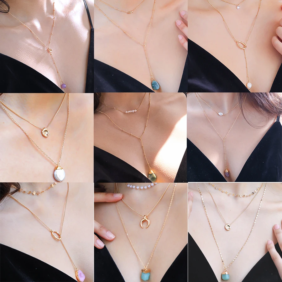 2019 Summer Gold Ckoker Necklace For Women Multi Layer Metal Moon Pendant Necklace Green Natural Stone Real Pearl Jewelry
2019 Summer Gold Ckoker Necklace For Women Multi Layer Metal Moon Pendant Necklace Green Natural Stone Real Pearl Jewelry