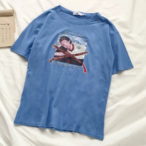 Character Printed Casual Loose Fashion Basic Hit All Match 2019 Summer Cute Simple College Wind Female Women O-neck T-shirts
Character Printed Casual Loose Fashion Basic Hit All Match 2019 Summer Cute Simple College Wind Female Women O-neck T-shirts