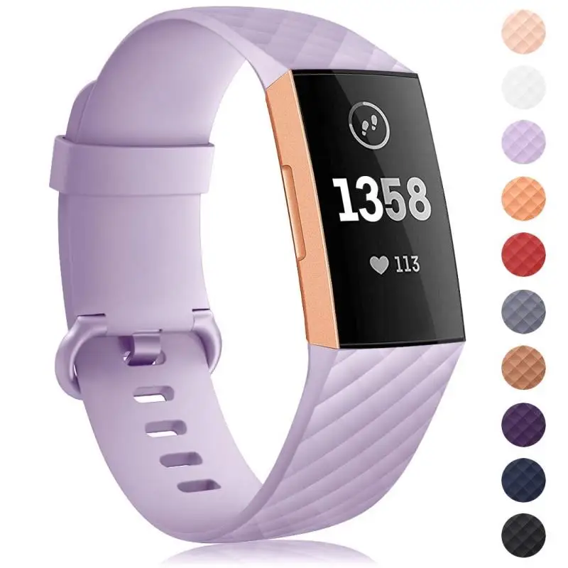 10 видов цветов ремешок для Fitbit Charge 3 часы силиконовый сменный с алмазным узором
