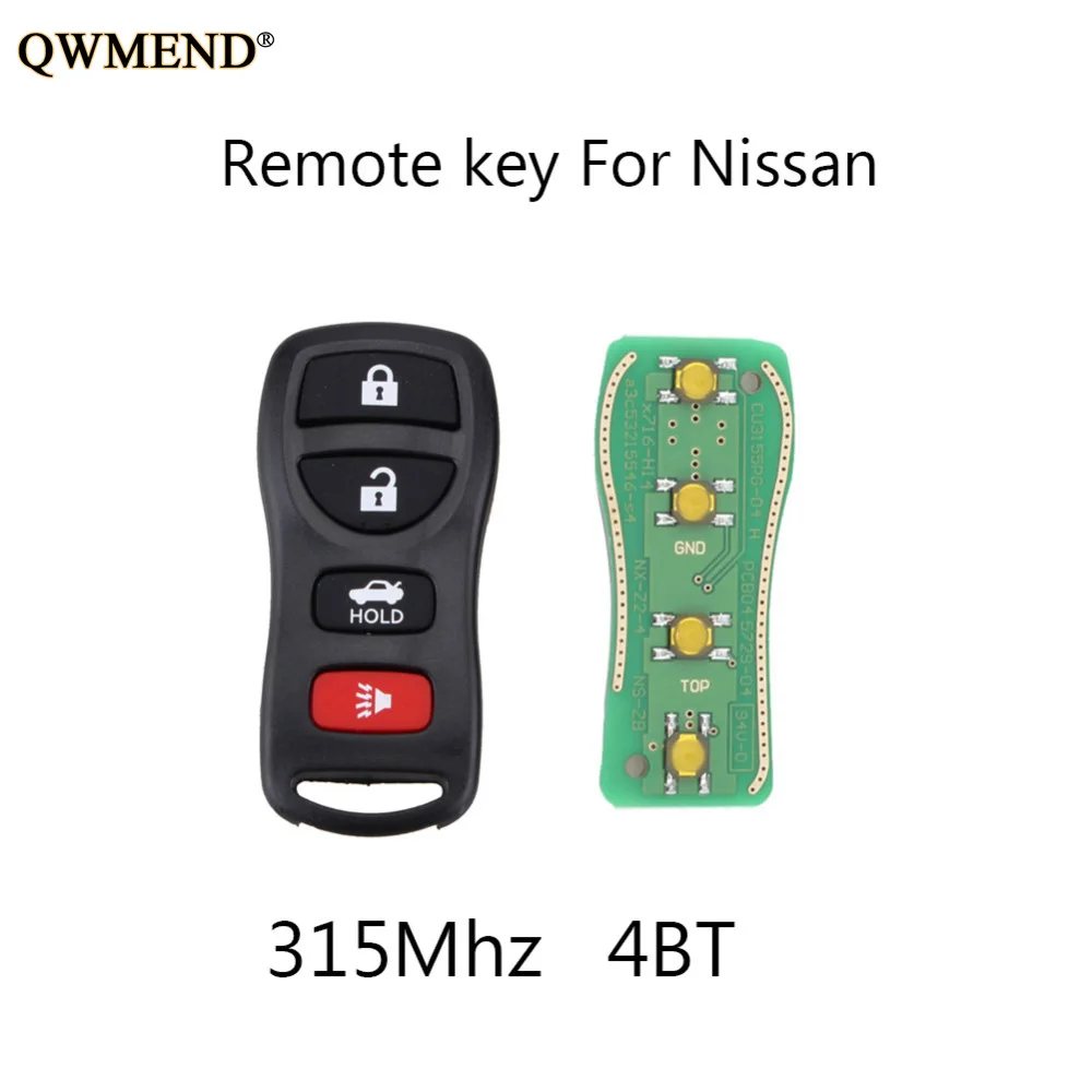 QWMEND 4BT 315Mhz Remote key Fob DIY For Nissan Armada Frontier Murano Pathfinder Quest Titan Xterra 2002-2007 Original keys
QWMEND 4BT 315Mhz Remote key Fob DIY For Nissan Armada Frontier Murano Pathfinder Quest Titan Xterra 2002-2007 Original keys