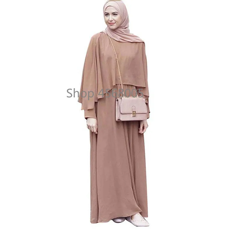 Muslim Solid Color All-match Dress Islamic Abaya Turkish Female Maxi Dresses Long Sleeve Ramadan Clothing Fashion New Women Wear |