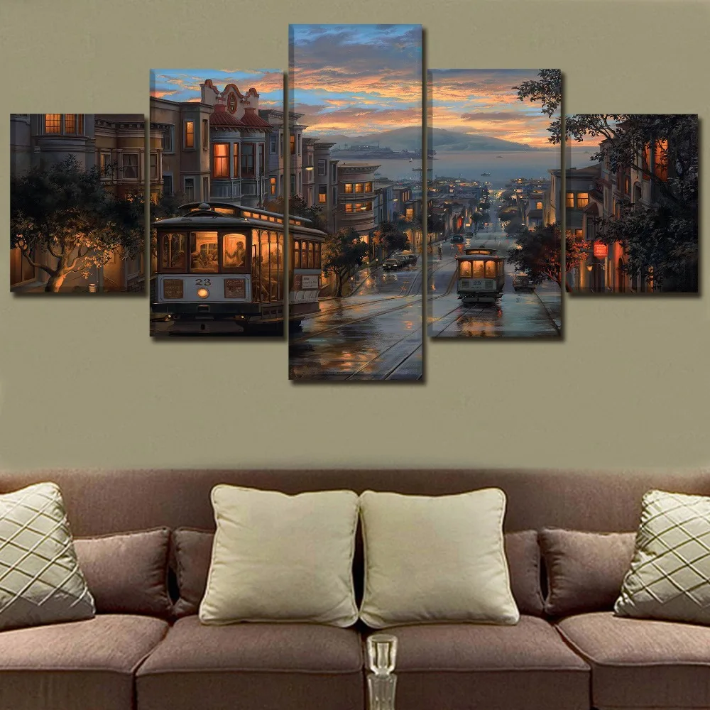 Wall Art 5 Piece Panorama Rain San Francisco Street Poster Canvas HD Print In Night Painting Modern Home Decor Artwork Framework
Wall Art 5 Piece Panorama Rain San Francisco Street Poster Canvas HD Print In Night Painting Modern Home Decor Artwork Framework