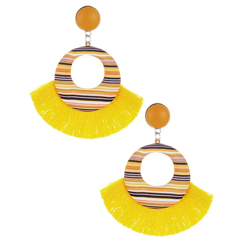 ZHINI Yellow Long Tassel Drop Earrings For Women Fashion Jewelry Wedding Bohe Statement Red Blue Resin Dangle vintage | Украшения и