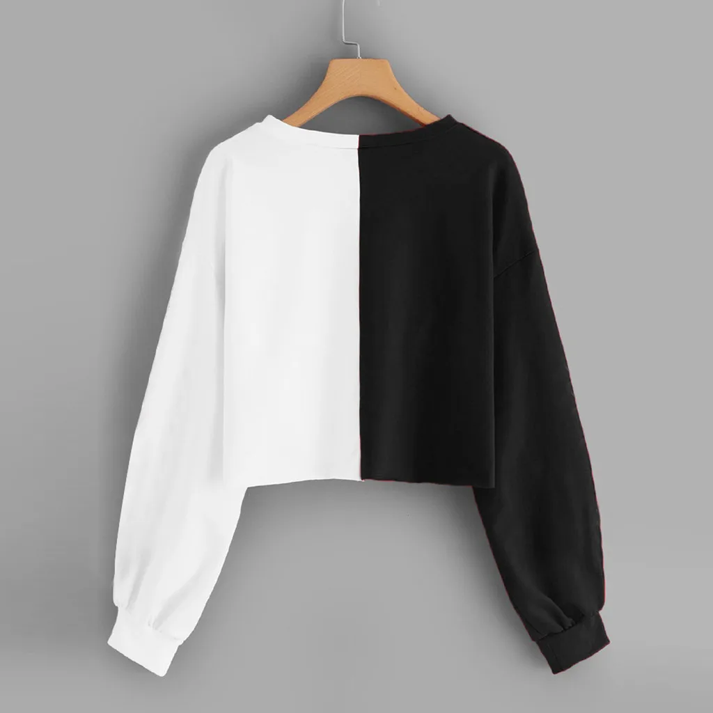 Women's sweatshirt Womens Sleeve stitching Solid Long Sleeve Splice Sweatshirt Short Pullover Hooded Tops Blouse
Women's sweatshirt Womens Sleeve stitching Solid Long Sleeve Splice Sweatshirt Short Pullover Hooded Tops Blouse