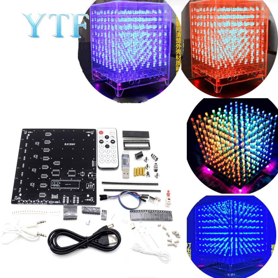 8x8x8 3D LED LightSquared DIY Kit White LED Blue or Green or Red Ray 5mm LED Cube Electronic Suite 5V power supply
8x8x8 3D LED LightSquared DIY Kit White LED Blue or Green or Red Ray 5mm LED Cube Electronic Suite 5V power supply