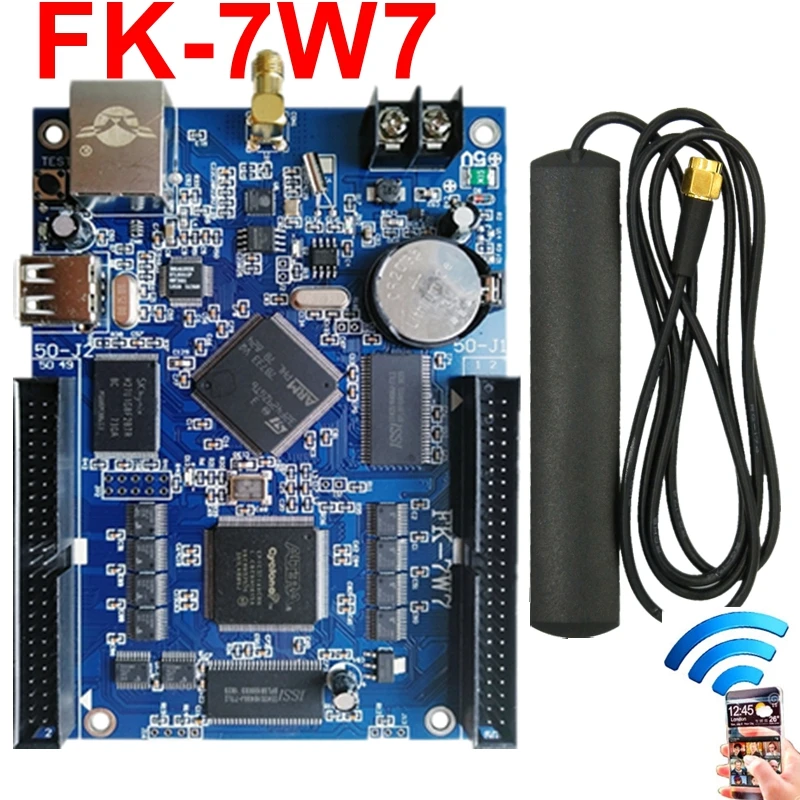 FK-7W7 wifi led control card network/USB PC/pad/Phone APP wireless full color p10,p4,p5,p6,p8 display led controller driver
FK-7W7 wifi led control card network/USB PC/pad/Phone APP wireless full color p10,p4,p5,p6,p8 display led controller driver