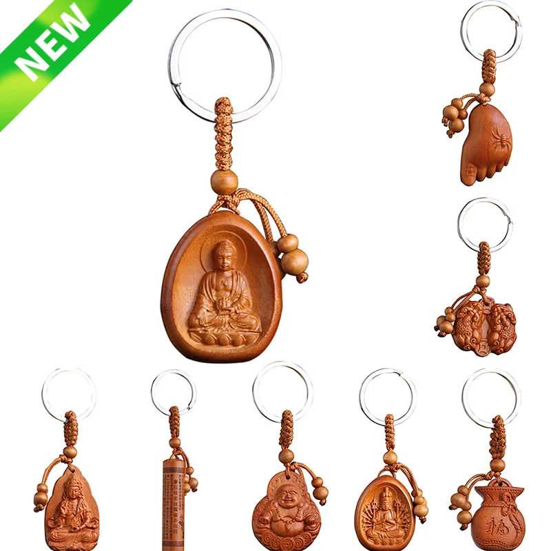 Lucky Jewelry Peach Wood Carving Buckle Buddha Pendant Keychain For Car Bag Keyring Classic Lucky Men Women's Chain Gift
Lucky Jewelry Peach Wood Carving Buckle Buddha Pendant Keychain For Car Bag Keyring Classic Lucky Men Women's Chain Gift