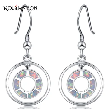 ROLILASON Double circle shape gift 925 silver stamped White fire opal Drop Earrings fashion Jewelry OE769
ROLILASON Double circle shape gift 925 silver stamped White fire opal Drop Earrings fashion Jewelry OE769