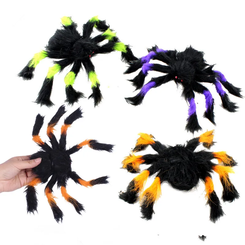 halloween decoration horror black spider haunted house spider web bar party decoration supplies simulation plush tricky toy (8)