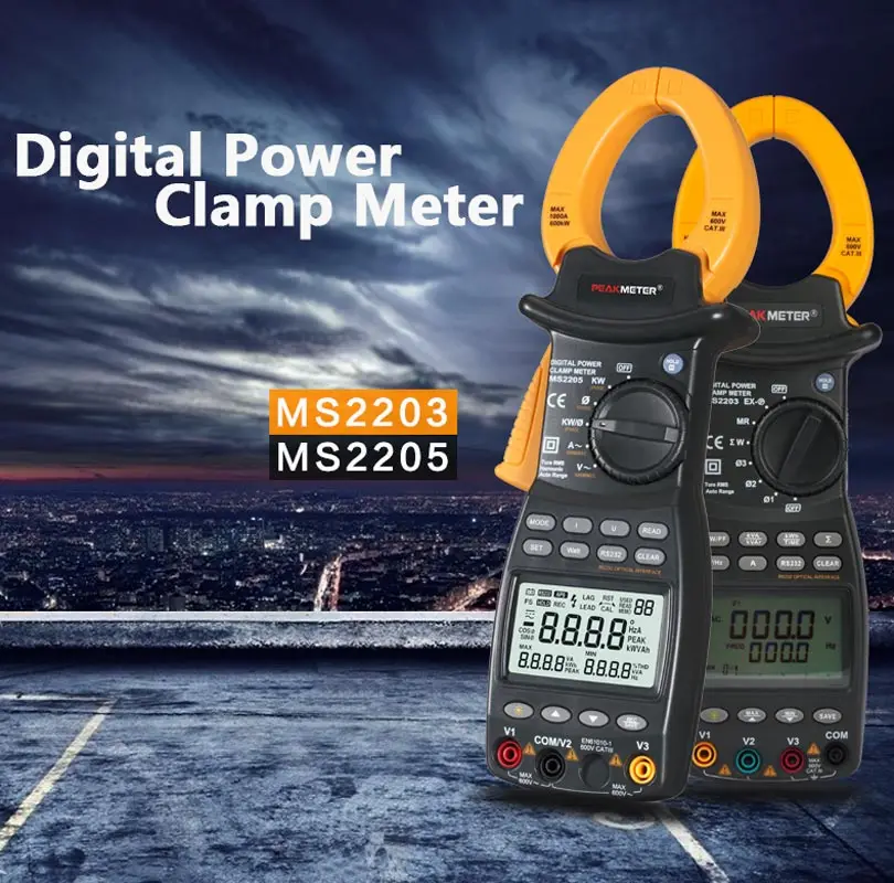 PEAKMETER PM2203 3-Phase LCD Digital Professional High Sensitivity Clamp Power Meter Factor Correction Data Log Rs232 True-RMS
PEAKMETER PM2203 3-Phase LCD Digital Professional High Sensitivity Clamp Power Meter Factor Correction Data Log Rs232 True-RMS