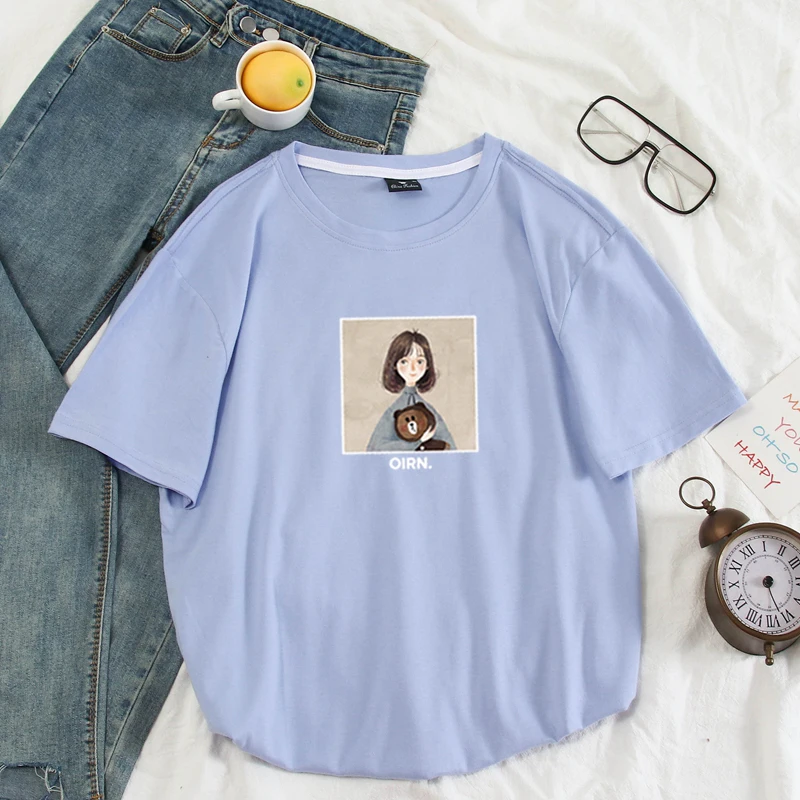 Cotton solid color women t-shirt cec men and women couples round neck small girl brown bear short sleeve shirt t-shirts S-4XL
Cotton solid color women t-shirt cec men and women couples round neck small girl brown bear short sleeve shirt t-shirts S-4XL