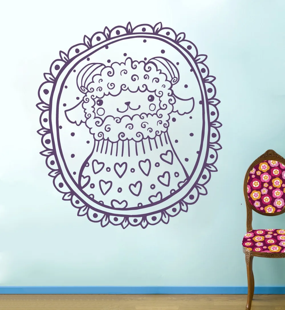 Съемный Виниловый фон для детской комнаты с изображением овец и сердец | Дом сад