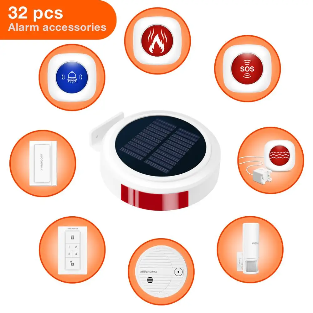 KOOCHUWAH GSM Solar Alarm DIY KIT GSM Home Alarm System 2G SIM Card Solar Powered Burglar Alarm Keyboard Control for Home/RV
KOOCHUWAH GSM Solar Alarm DIY KIT GSM Home Alarm System 2G SIM Card Solar Powered Burglar Alarm Keyboard Control for Home/RV