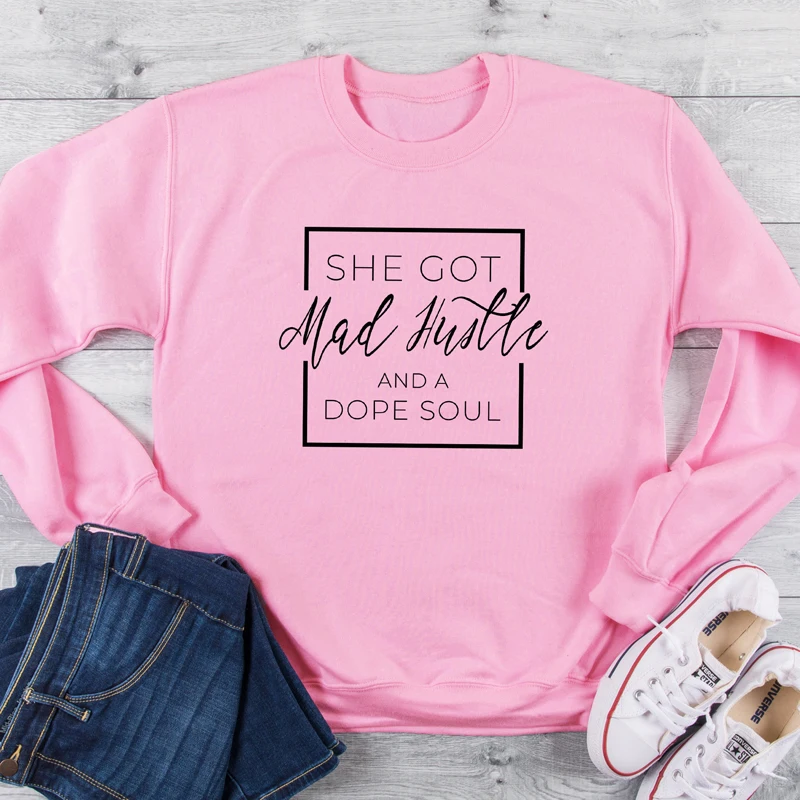 She Got Mad Hustle And A Dope Soul Sweatshirts Women Sarcastic Funny Hoodies Casual Full Sleeve Jumper Hippie Pullovers Outfits
She Got Mad Hustle And A Dope Soul Sweatshirts Women Sarcastic Funny Hoodies Casual Full Sleeve Jumper Hippie Pullovers Outfits