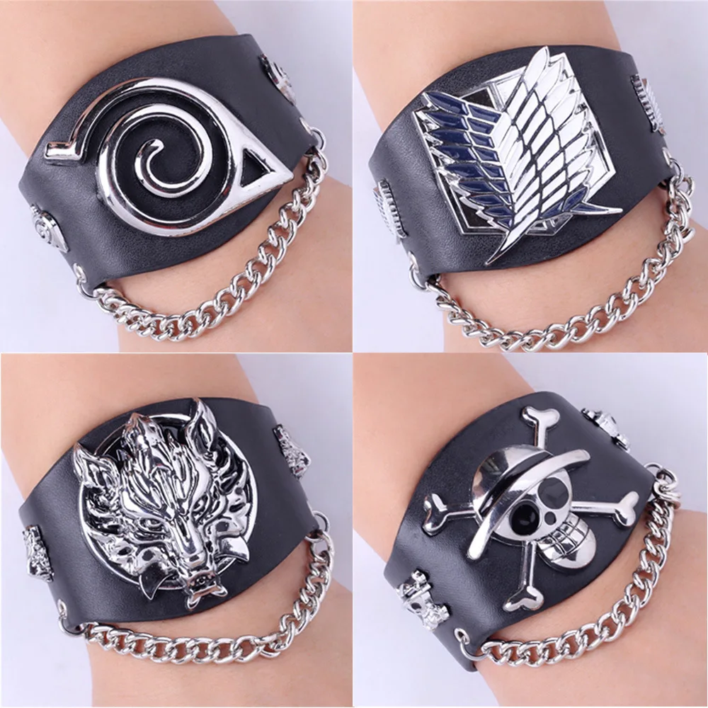 8 Theme Jewelry Leather Punk Bracelet LOL Attack On Titan Black Butler Final Fantasy Exo One Piece Luffy Naruto Charm Bracelet
8 Theme Jewelry Leather Punk Bracelet LOL Attack On Titan Black Butler Final Fantasy Exo One Piece Luffy Naruto Charm Bracelet