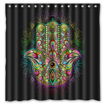 Customized Waterproof Bathroom Hamsa hand Shower Curtain Polyester Fabric Bath Curtain With 12 Hooks 180*180cm
Customized Waterproof Bathroom Hamsa hand Shower Curtain Polyester Fabric Bath Curtain With 12 Hooks 180*180cm
