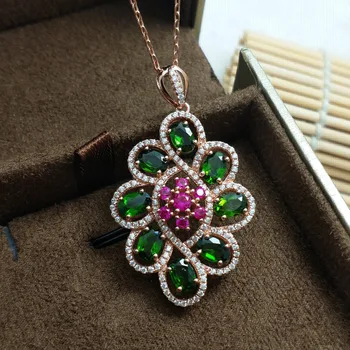 FLZB , Natural Peridot Gemstone Pendant in 925 Sterling Silver with 18k Rose Gold Plated Green Gemstone Flower Pendan with chain
FLZB , Natural Peridot Gemstone Pendant in 925 Sterling Silver with 18k Rose Gold Plated Green Gemstone Flower Pendan with chain
