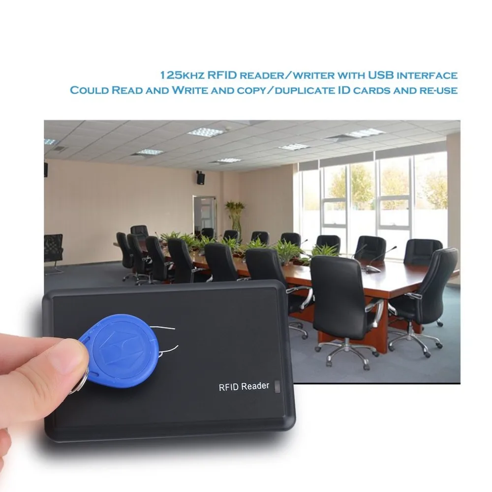 USB 125Khz RFID EM4305 T5567 Card Reader Copier Programmer Burner + 5 ID Key Buckles + 5 ID Cards
USB 125Khz RFID EM4305 T5567 Card Reader Copier Programmer Burner + 5 ID Key Buckles + 5 ID Cards