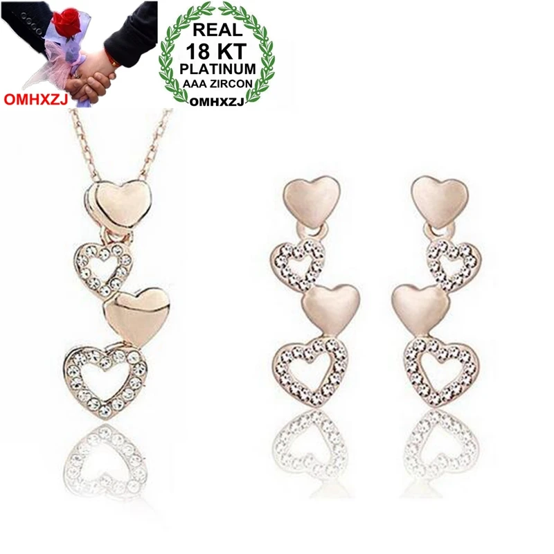 OMHXZJ AAA Zircon Crystal Silver Gold 18KT Platinum Pearl Woman Fashion Bride Heart To Heart Necklace Earrings Jewelry Sets ST43
OMHXZJ AAA Zircon Crystal Silver Gold 18KT Platinum Pearl Woman Fashion Bride Heart To Heart Necklace Earrings Jewelry Sets ST43