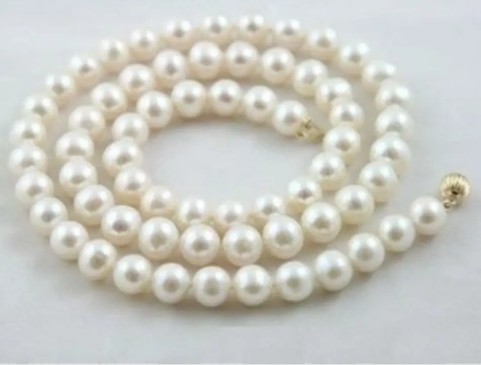 7-8MM White Akoya Pearl Necklace AAA 18" A+A+B&gtSelling jewerly free shipping | Украшения и аксессуары
