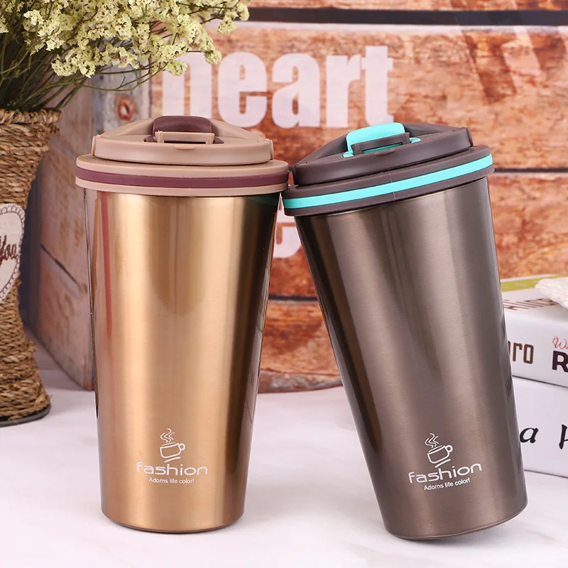 

450ml Stainless Steel Tumbler Coffee Mugs Thermos Insulation Water Bottle Travel Mug Women Vacuum Flasks Metal Car Cup