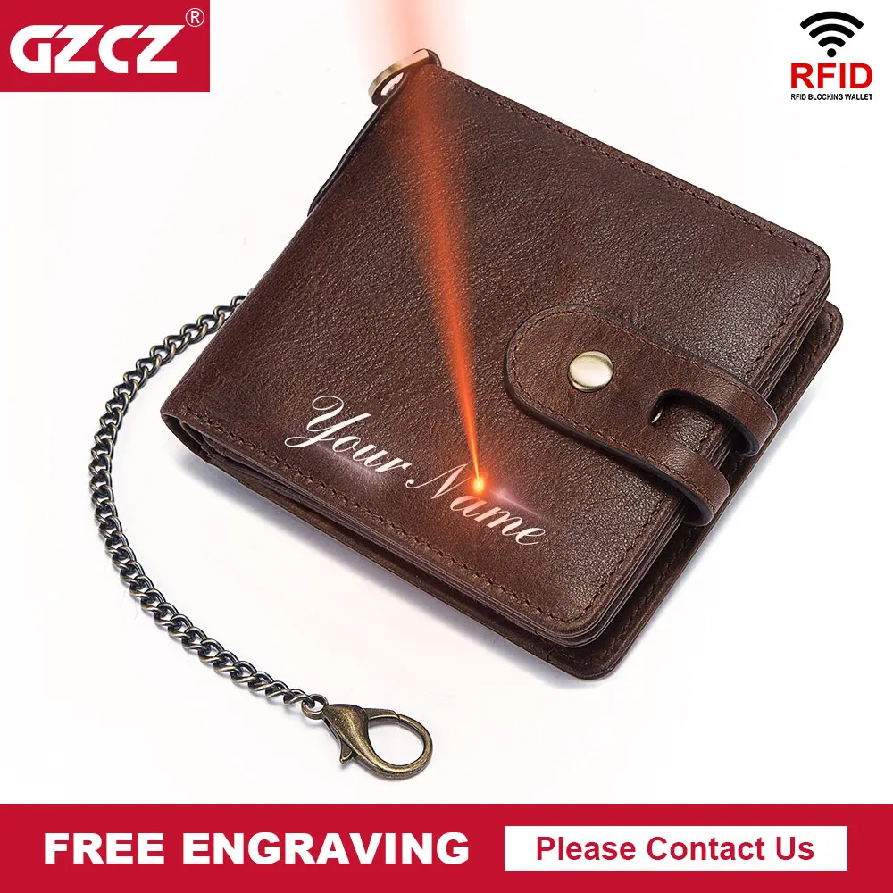 GZCZ Casual Wallet Men Crazy Horse Wallets Coin Purse Short Male Money Bag Quality Designer RFID Chain Wallet With Free Engrave
GZCZ Casual Wallet Men Crazy Horse Wallets Coin Purse Short Male Money Bag Quality Designer RFID Chain Wallet With Free Engrave