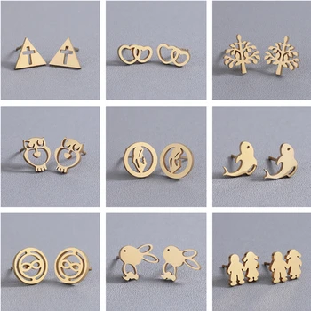 Cxwind Gold Geometric Triangle /Cross/Owl/Tree/Rabbit Stud Earring for Jesus Faith Women Stainless Steel Earings Jewelry brincos
Cxwind Gold Geometric Triangle /Cross/Owl/Tree/Rabbit Stud Earring for Jesus Faith Women Stainless Steel Earings Jewelry brincos