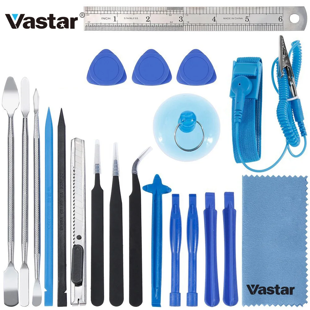 Vastar 21 in 1 Mobile Phone Repair Tools with Spudgers and Anti-Static Wrist Strap for Kindle ipad Macbook Huawei screen Replace
Vastar 21 in 1 Mobile Phone Repair Tools with Spudgers and Anti-Static Wrist Strap for Kindle ipad Macbook Huawei screen Replace