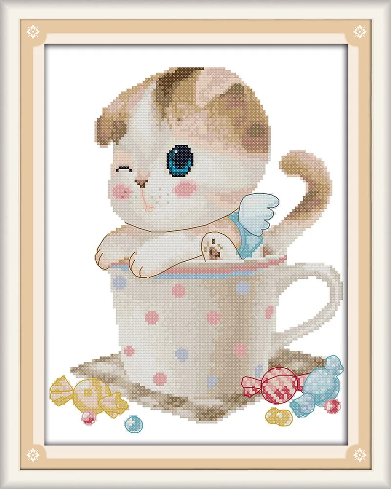 Lovely kitten in the cup Canvas DMC Counted Cross Stitch Kits printed Cross-stitch set Embroidery Needlework
Lovely kitten in the cup Canvas DMC Counted Cross Stitch Kits printed Cross-stitch set Embroidery Needlework