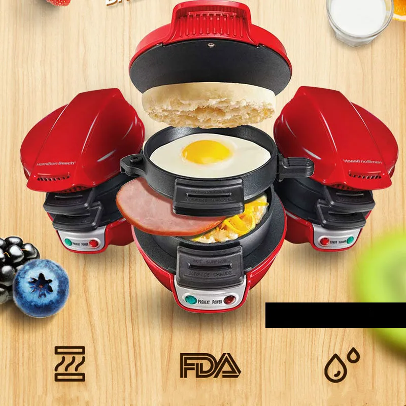 Фото Мини-сэндвич-машина для выпечки завтрака машина котлета бургеров сковорода яиц с