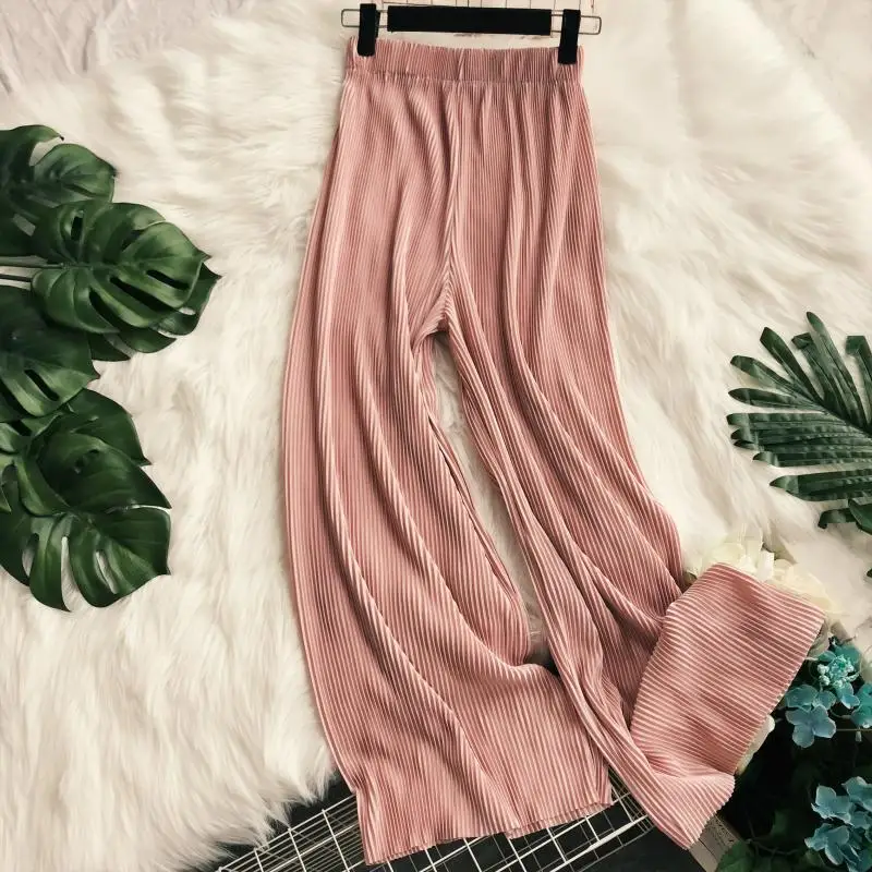 MUMUZI Wide leg pants chic solid color elastic waist pleated straight trousers versatile casual beach wear summer trousers
MUMUZI Wide leg pants chic solid color elastic waist pleated straight trousers versatile casual beach wear summer trousers