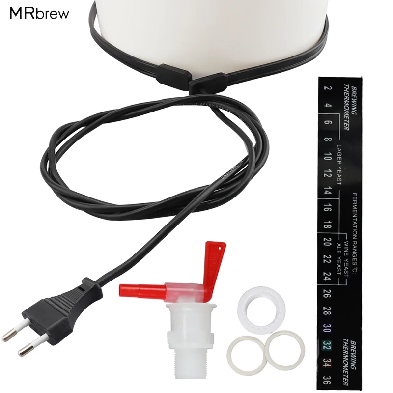 Homebrew Plastic Fermenter Kit EU/US Plug Jeating Brew Belt with Digital Adhesive Stick Thermometer and Red Bottling Spigot
Homebrew Plastic Fermenter Kit EU/US Plug Jeating Brew Belt with Digital Adhesive Stick Thermometer and Red Bottling Spigot