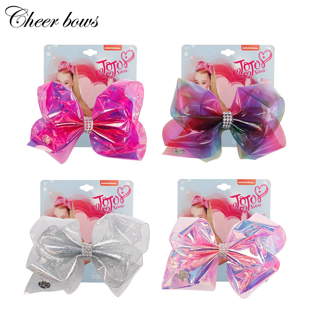 

Cheer Bow Hair Accessories for Girl 5.5"PVC Hair Bows for Girls Soft Leather Hairgrips for Kids Transparent Rainbow Hairbow